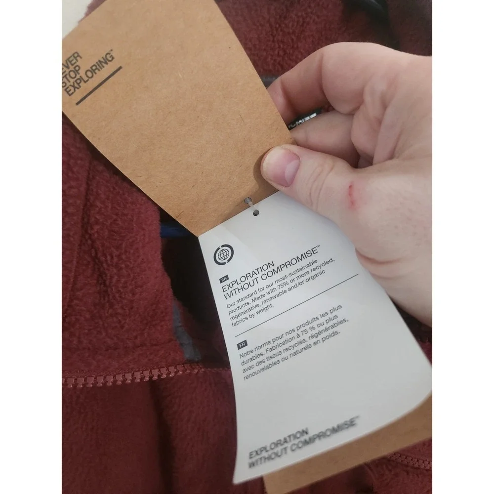 The North Face Quarter Zip Fleece Pullover XL Burgundy Zippered Chest Pocket